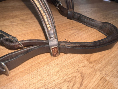 Brown Leather Flash Bridle with Rocco Italia Browband – Full #23