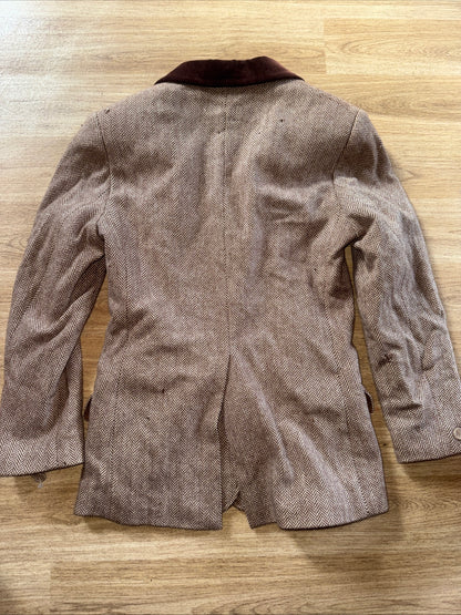 Shires Brown Tweed Show Jacket Junior 30” Velvet Collar #12