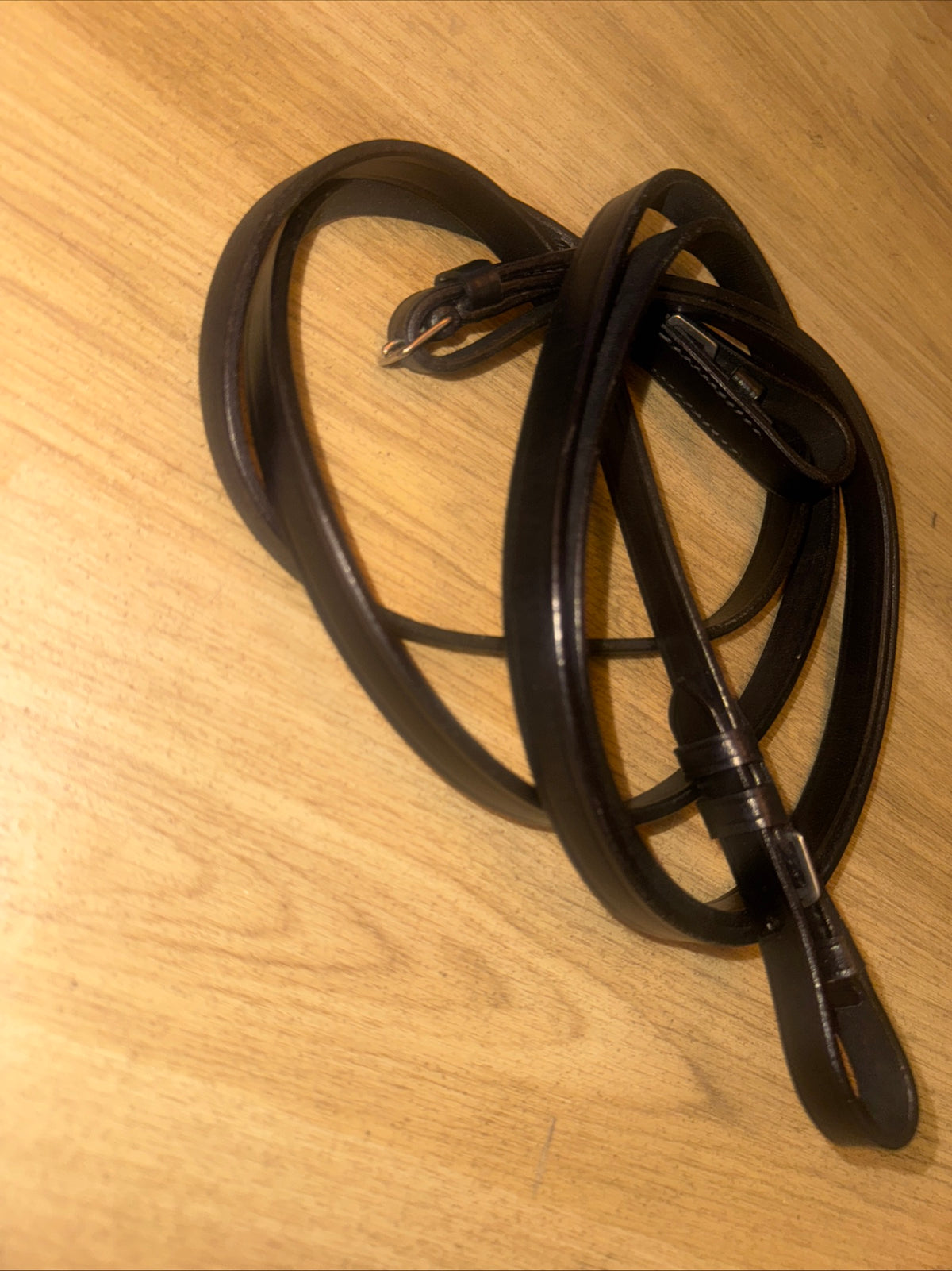Plain Black Leather Show Reins - Full Size #336