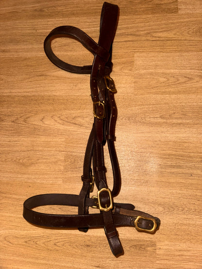 Shires Size Cob Brown Inhand Bridle #10 Showing Show Flat Noseband Hunter