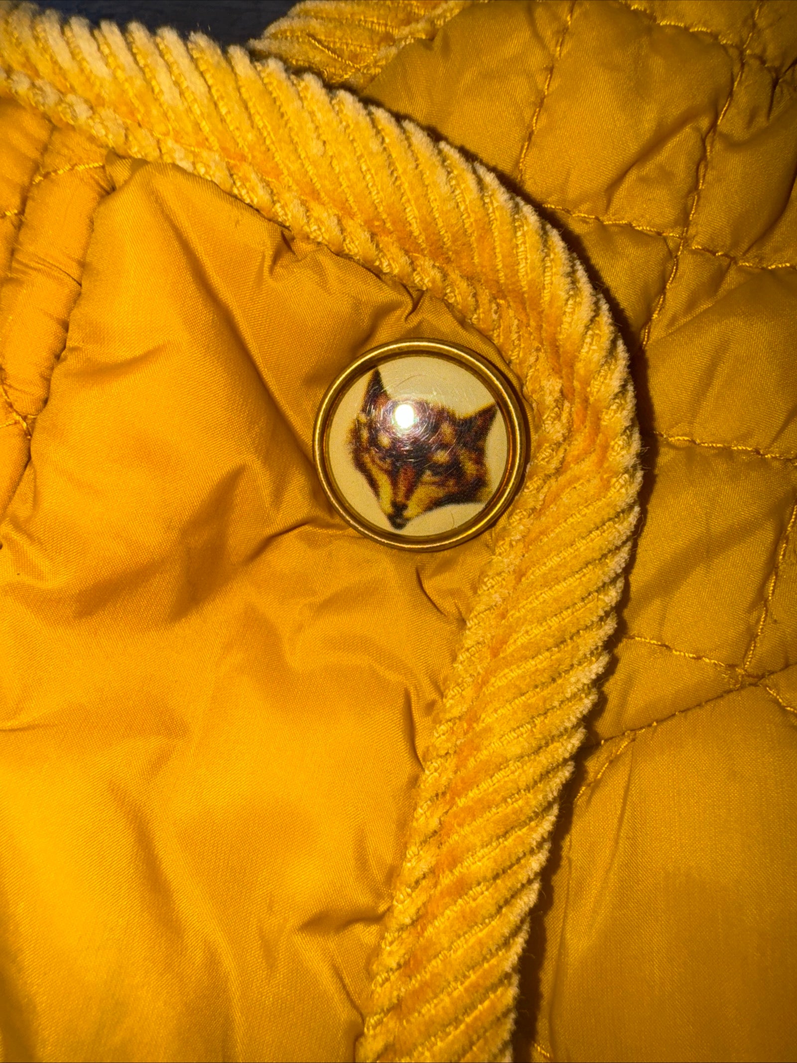 Joules Size 10 Mustard Quilted Jacket - Fox Head Button