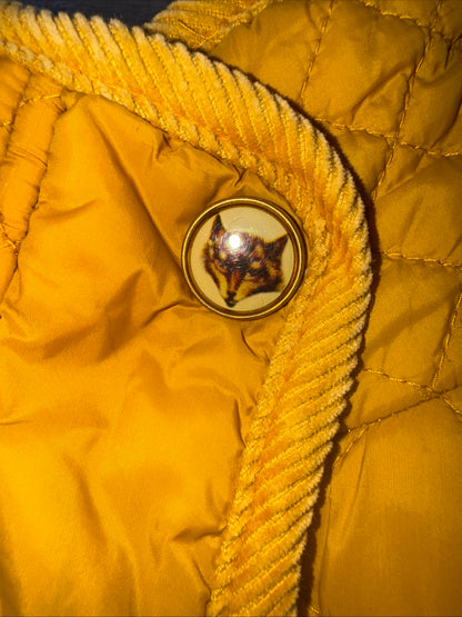 Joules Size 10 Mustard Quilted Jacket - Fox Head Button