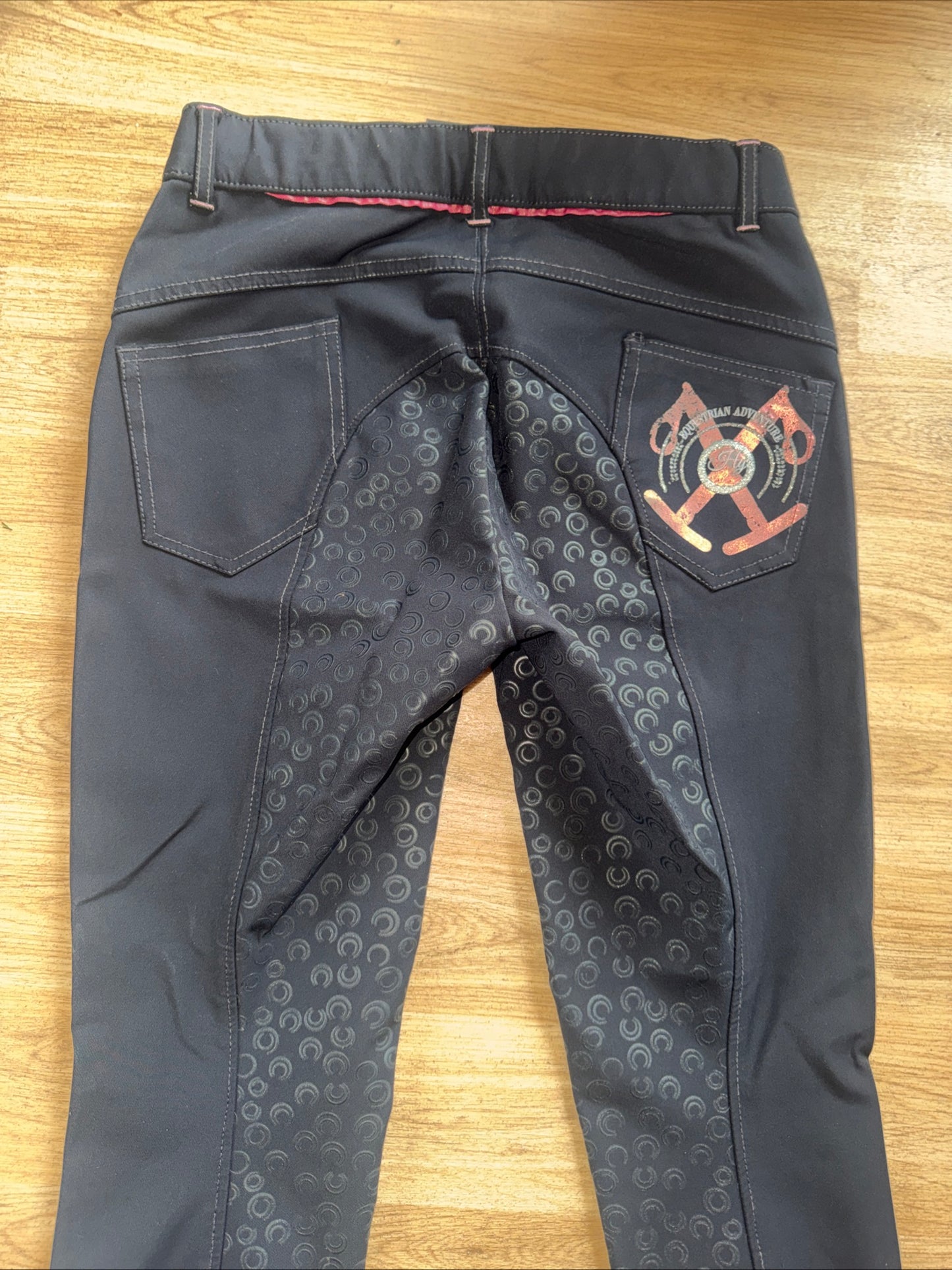Hy Equestrian Black Full Silicone Seat Breeches | Ladies 30” | Stretchy Silicone