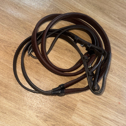 Brown Soft Flexible Rubber Reins Size Cob Second Hand Tack Horse #2