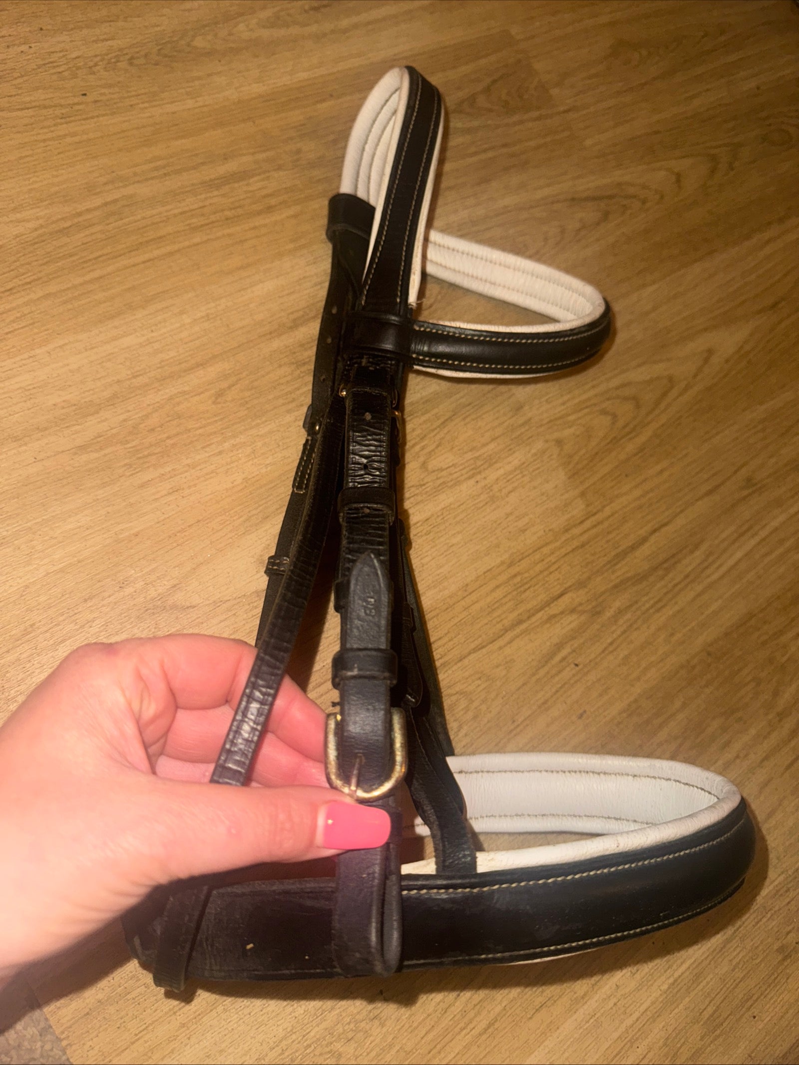 Black Leather White Padded Cob Bridle - Free Postage