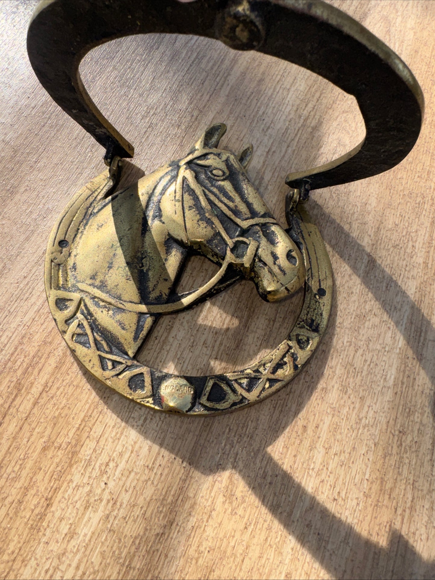 Brass Look Metal Old Horse Door Knocker | Vintage Kitsch Cottage Country Look