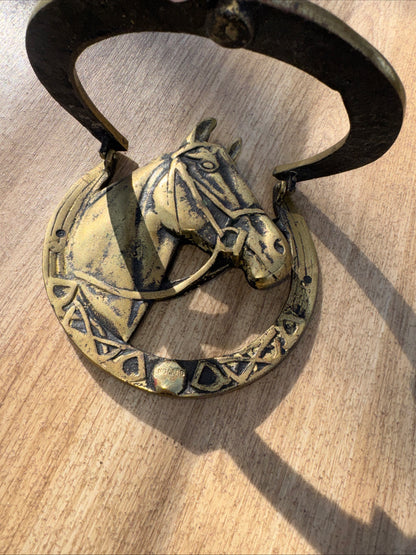 Brass Look Metal Old Horse Door Knocker | Vintage Kitsch Cottage Country Look