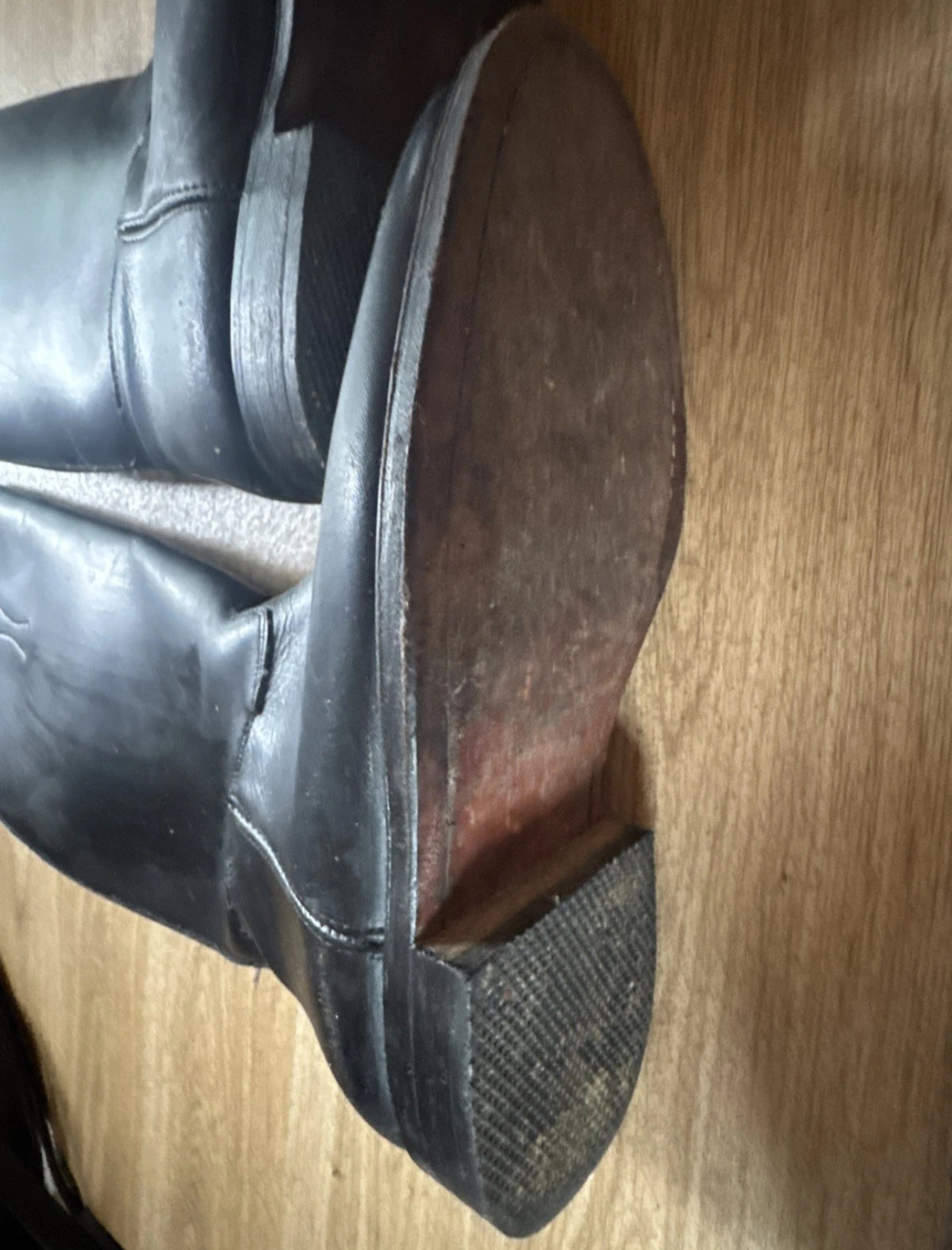 Long Leather Traditional Riding Boots - Ladies Size 4