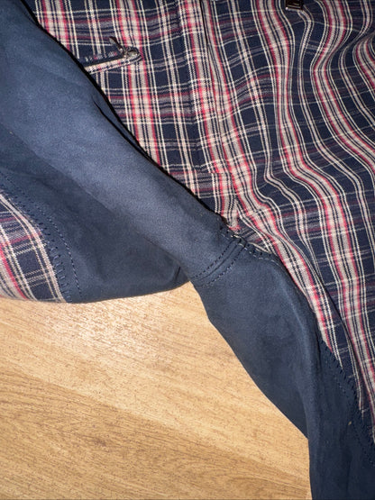 Cavallo Navy Red Check Full Suede Seat Breeches - Ladies 26” Waist