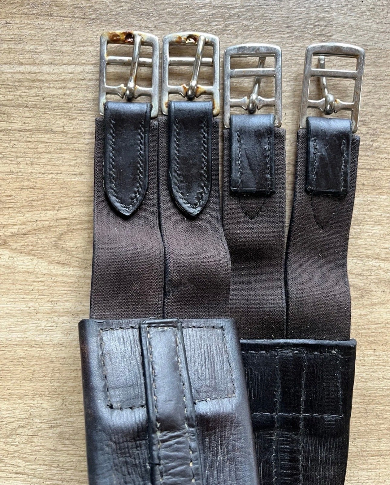 44” Brown Leather Horse Girth – Elastic Ends English Saddle Girth