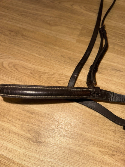 Plain Raised Leather Cob Size Noseband Brown | Second Hand Horse Tack #134