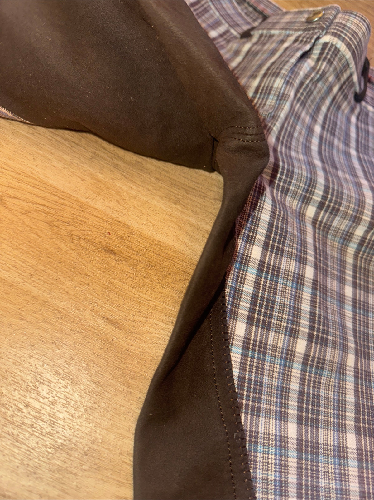 Horze Checked Ladies 28” Full Suede Seat Breeches