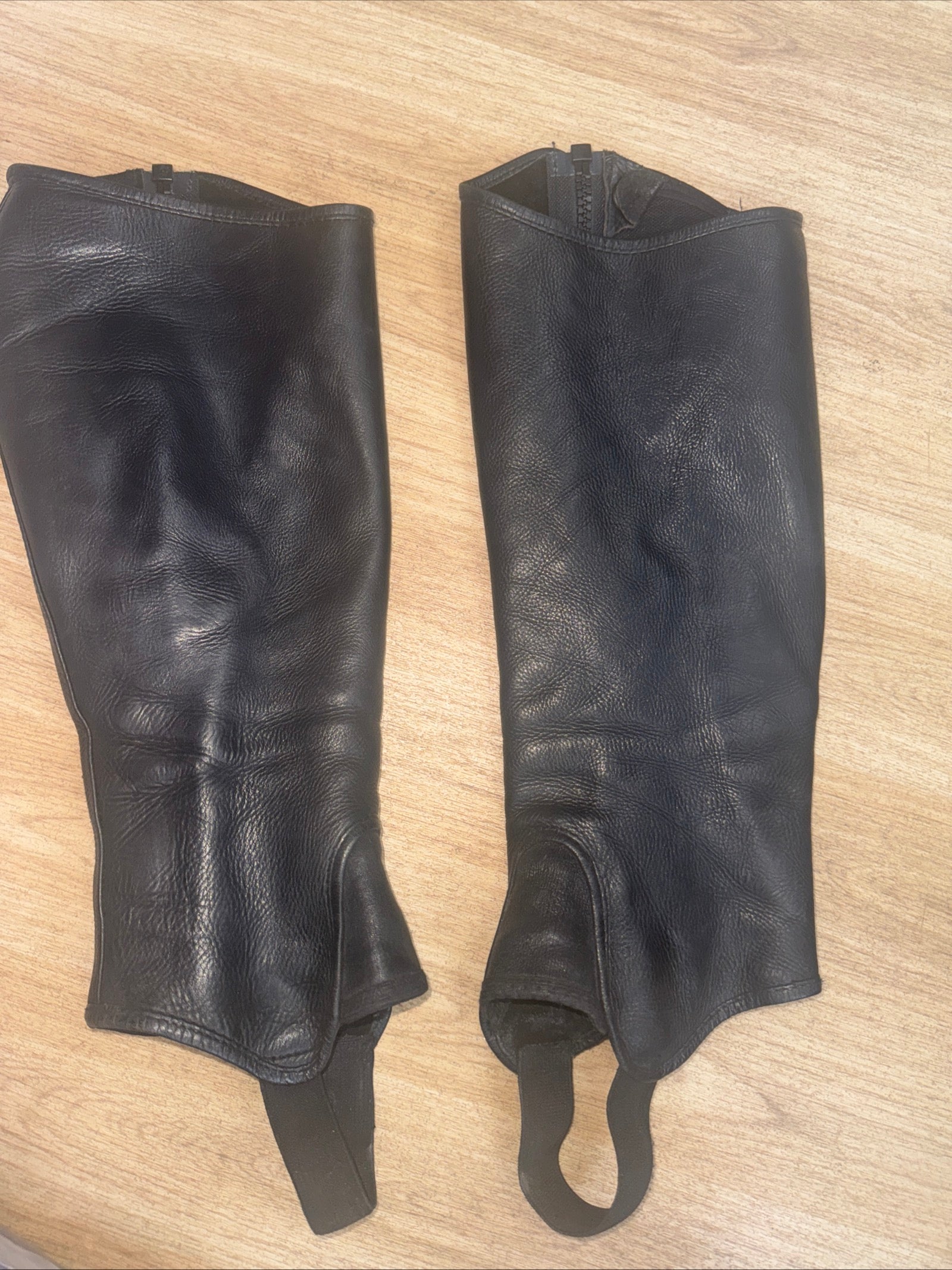 Black Leather Medium Ladies Half Chaps - FREE Post
