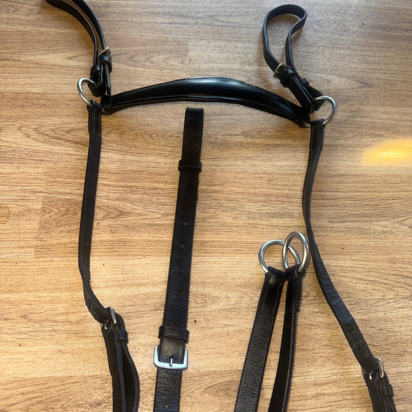 Black Leather 3 Point Breastplate Full Running Martingale Attachment Hunting #33