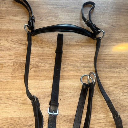 Black Leather 3 Point Breastplate Full Running Martingale Attachment Hunting #33