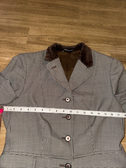 Harry Hall Brown Dog Tooth Check Show Jacket Brown Velvet Collar Ladies 36” #112
