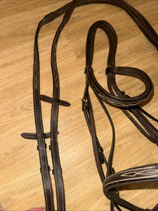 Rhinegold Full Fancy Stitch Bridle & Rubber Reins