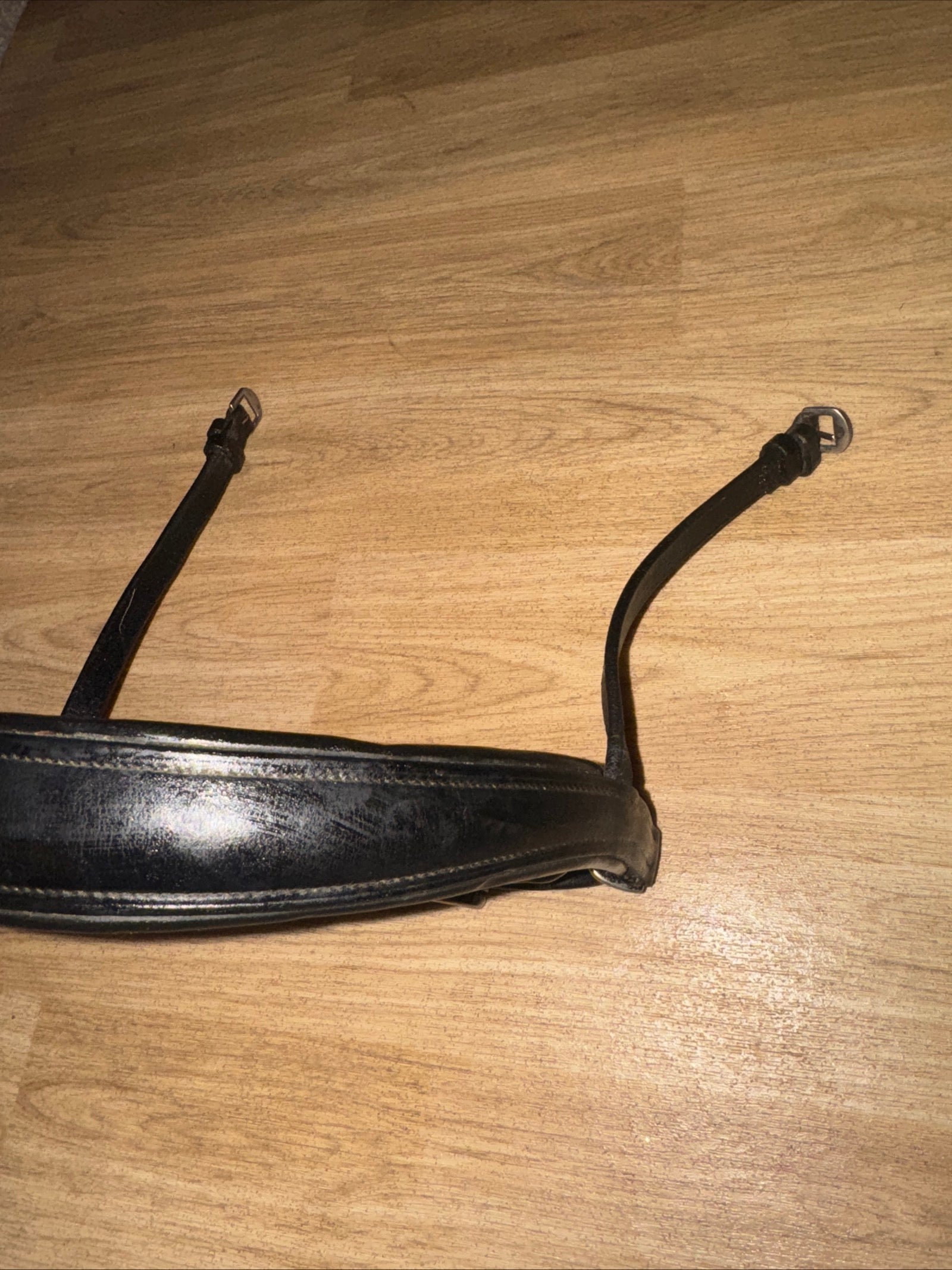 Black Wide Padded Cavason Noseband - MONOCROWN - Double Buckle FULL #5000