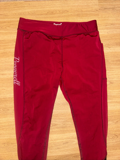 Pepperell Gel Seat Burgandy Red Horse Riding Tights Size 14/16 XXL Fleece Lined