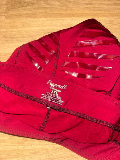 Pepperell Gel Seat Burgandy Red Horse Riding Tights Size 14/16 XXL Fleece Lined