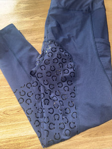 Avon Equine Navy Silicone Tights - Ladies 3XL - Horseshoe Grip
