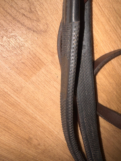 English Leather Brown Flash Bridle & Reins 5”  Snaffle Size Full #98