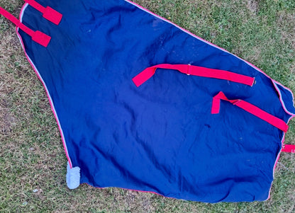 Weatherbeeta Navy Bound Red 5’9 Summer Sheet Cotton Rug Travel Stable