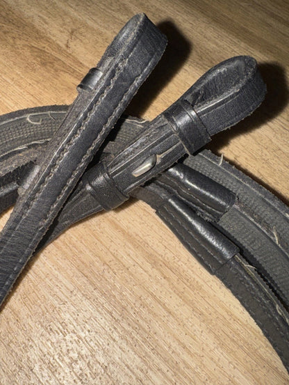 Pony Size Black Half Rubber Lined Reins #65