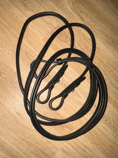 Kieffer Black Unused Curb Reins | Size Full 54” German Leather Top Quality  #801