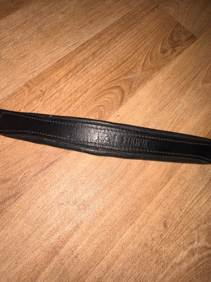M & L Equine Comfort Padded Headpiece | Monocrown Black Leather | Pony Size #2