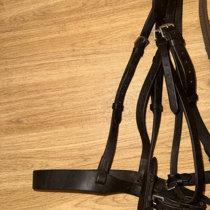 Dark Brown Hunter Bridle Full Size with French Link Snaffle & Reins | English Leather Horse Bridle #43
