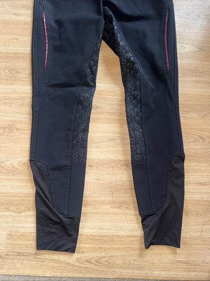 Hy Equestrian Black Full Silicone Seat Breeches | Ladies 30” | Stretchy Silicone