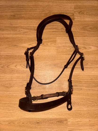 Shires Size Cob Brown Inhand Bridle #10 Showing Show Flat Noseband Hunter