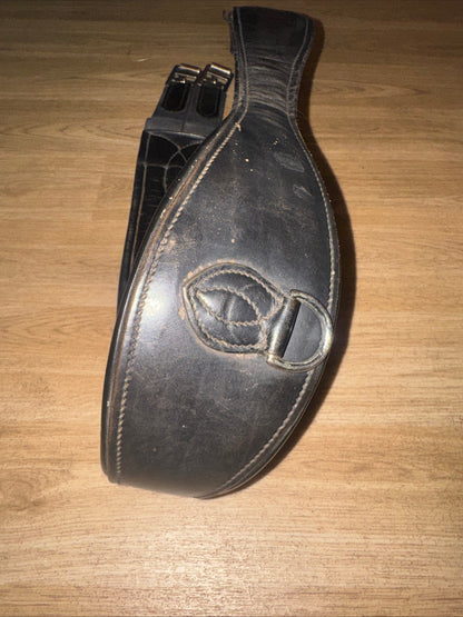 Black Leather Comfort Shaped Horse Girth 48” With Breastplate D Ring