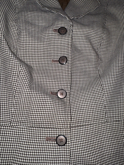 Harry Hall Brown Dog Tooth Check Show Jacket Brown Velvet Collar Ladies 36” #112