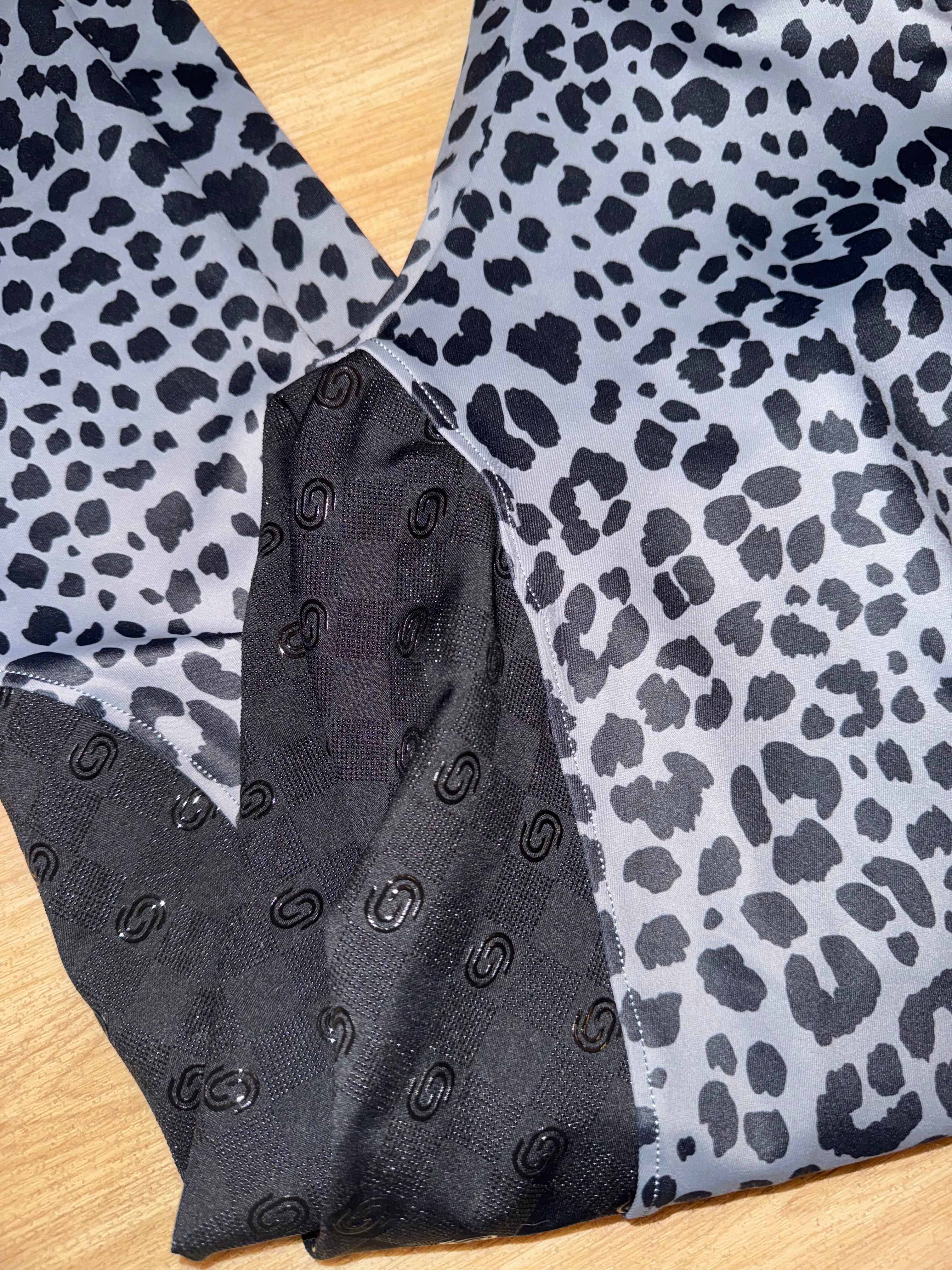 Leopard Print Grey Black Riding Tights - Ladies Medium