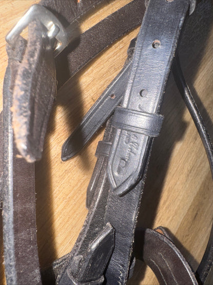 Morris & Nolan Dark Brown Plaited Show Bridle Hunter Pony Size English #222