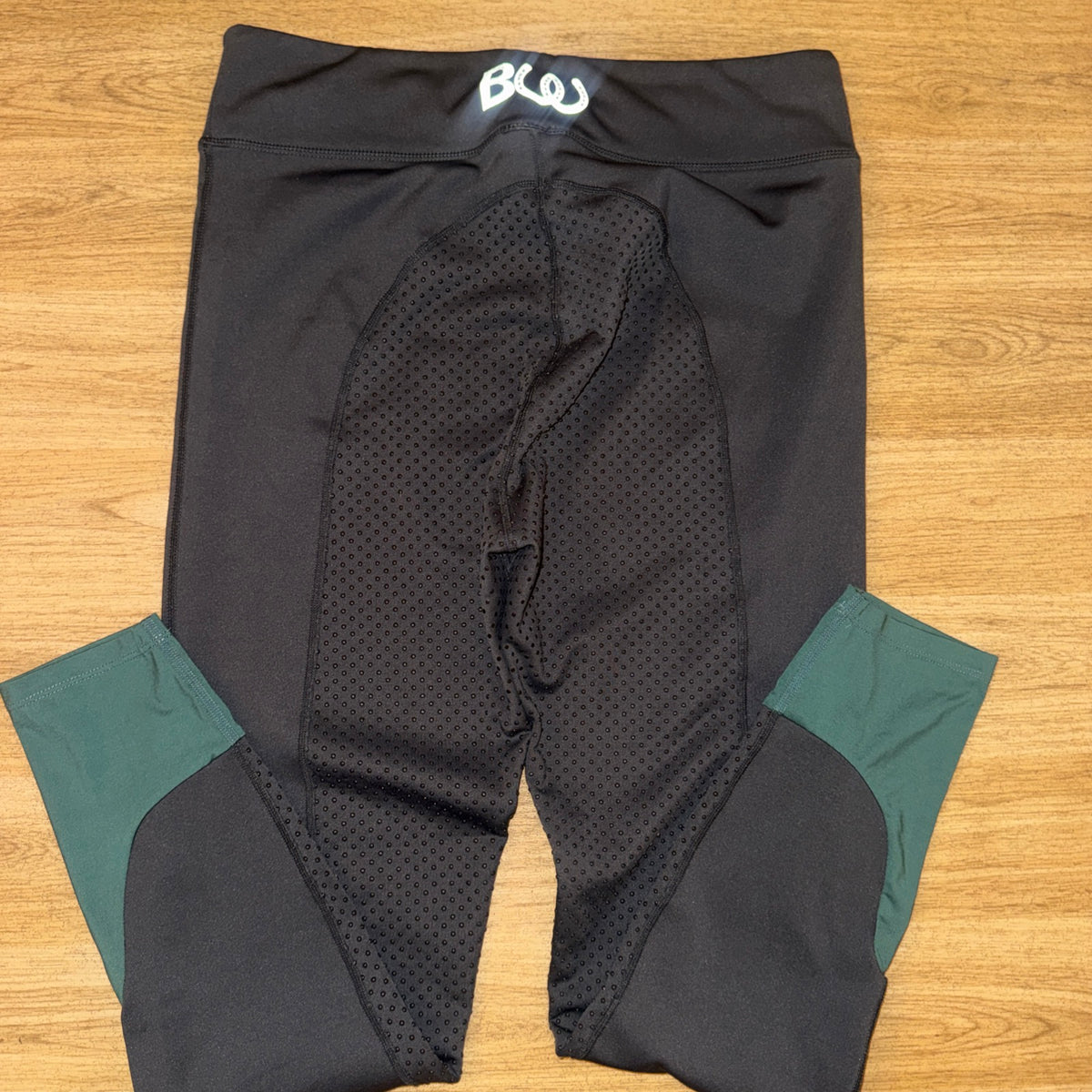 Bridleway Grey Green Fleece Lined Riding Tights Ladies Large Winter Warm