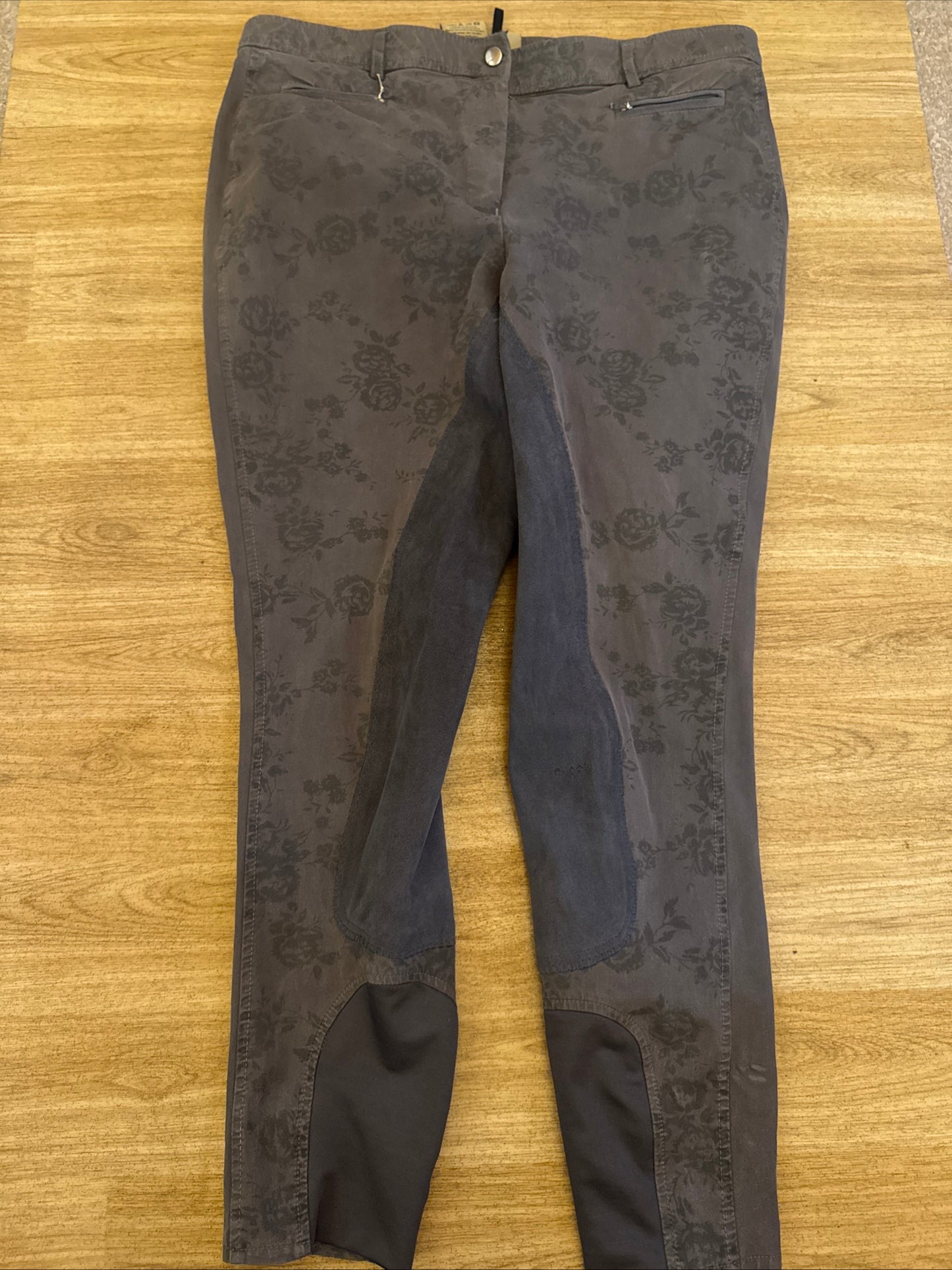 Rugged Floral Grey Full Suede Seat Ladies 34” Breeches #2