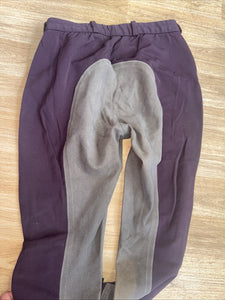 Horze Brown Ladies 30” Suede Seat Breeches - WARM LINED