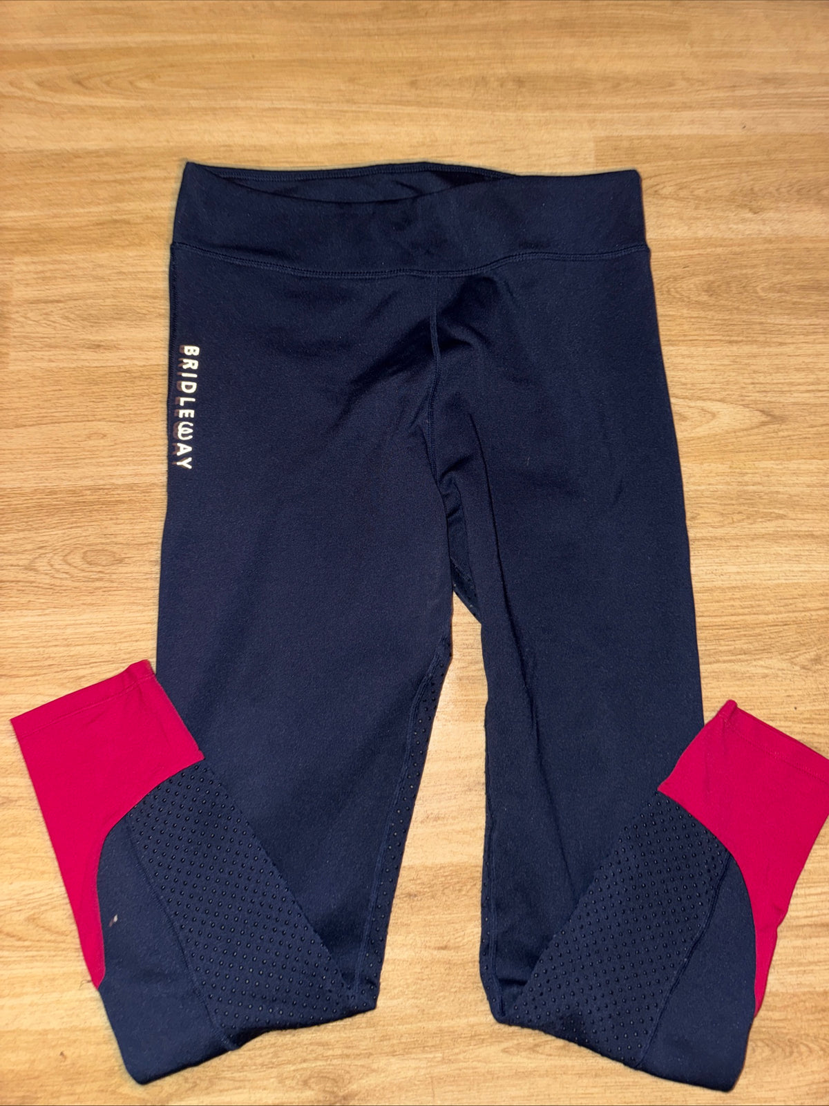 Bridleway Navy Red Fleece Lined Riding Tights Ladies Large Winter Warm