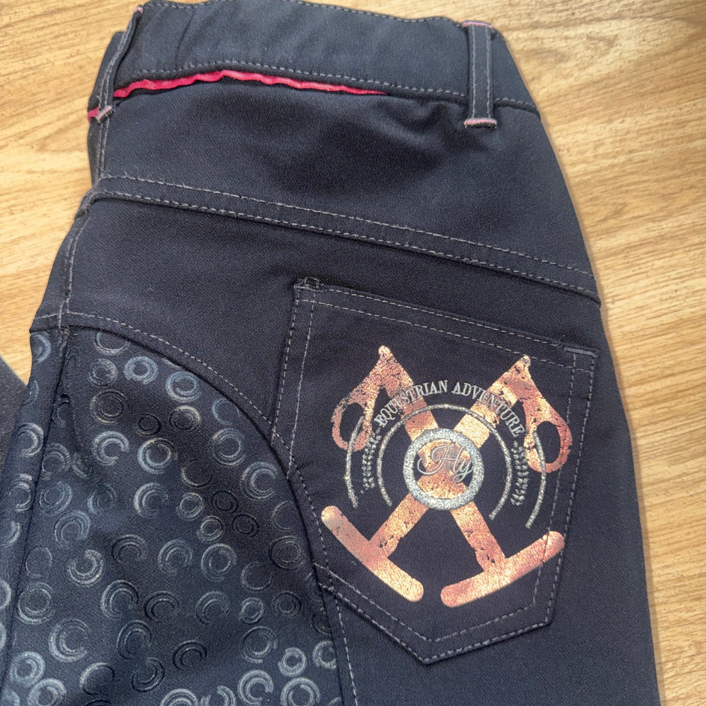 Hy Equestrian Black Full Silicone Seat Breeches | Ladies 30” | Stretchy Silicone