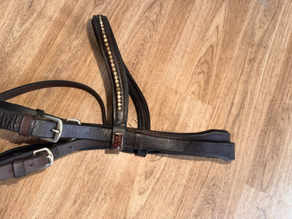 Brown Leather Flash Bridle with Rocco Italia Browband – Full #23