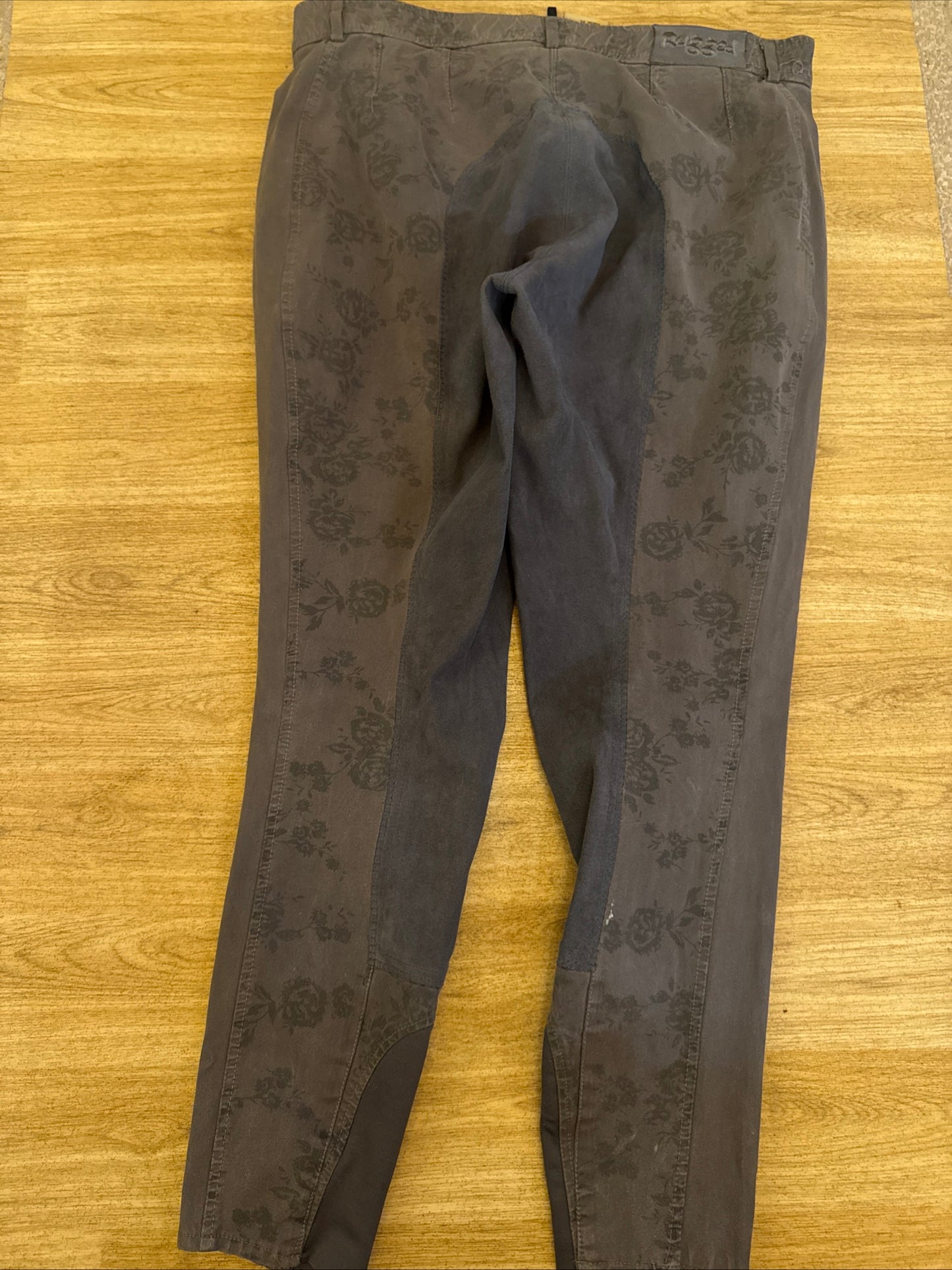 Rugged Floral Grey Full Suede Seat Ladies 34” Breeches #2