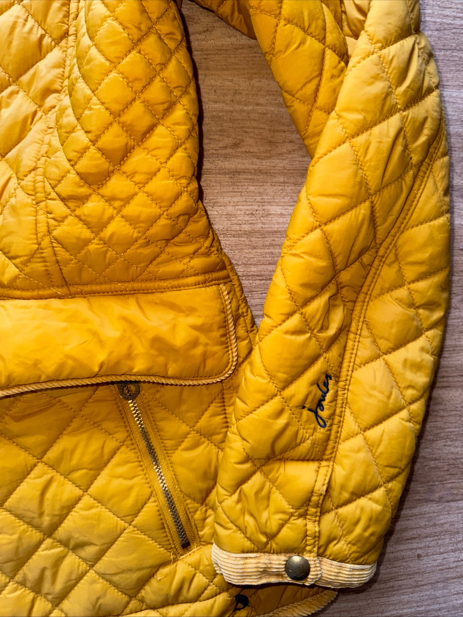 Joules Size 10 Mustard Quilted Jacket - Fox Head Button