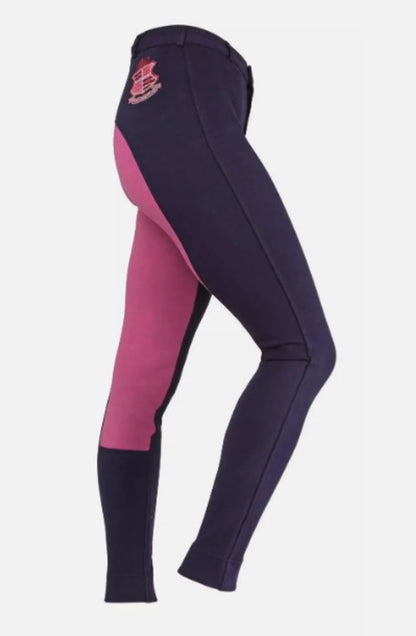 Shires Wessex Embroidered 2 Tone Jodhpurs Navy Pink