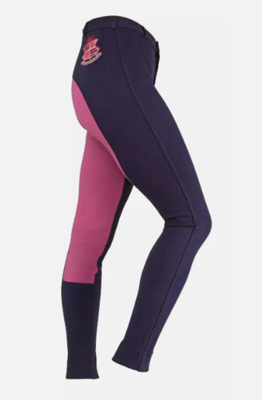 Shires Wessex Embroidered 2 Tone Jodhpurs Navy Pink