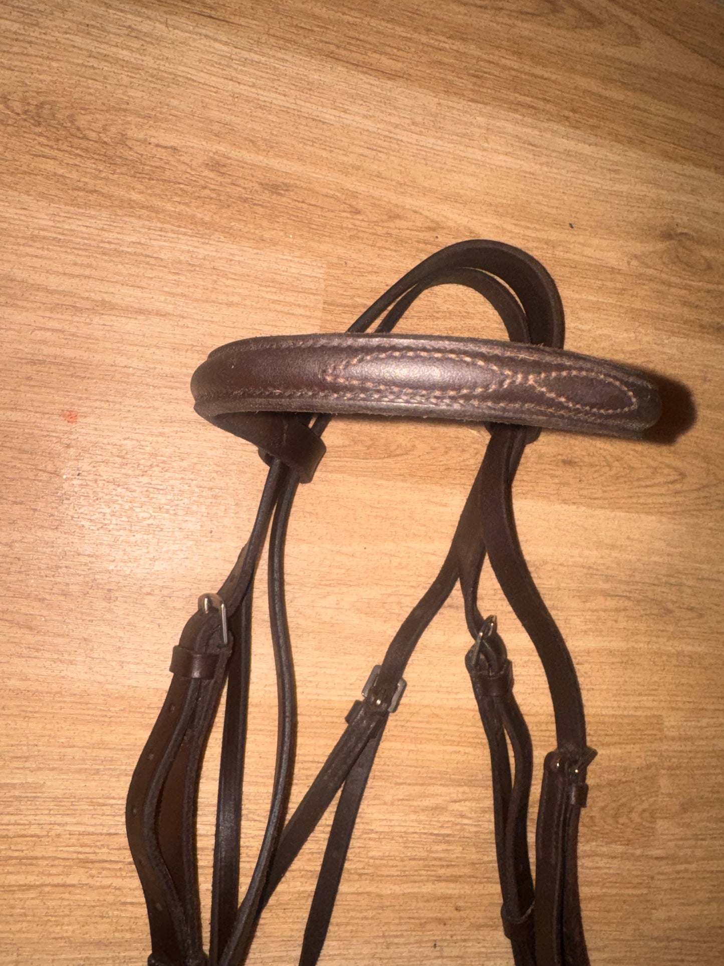 English Leather Brown Flash Bridle & Reins 5”  Snaffle Size Full #98