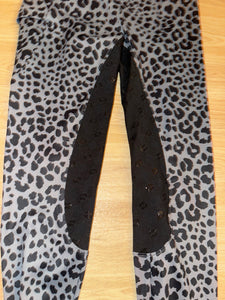 Leopard Print Grey Black Riding Tights - Ladies Medium