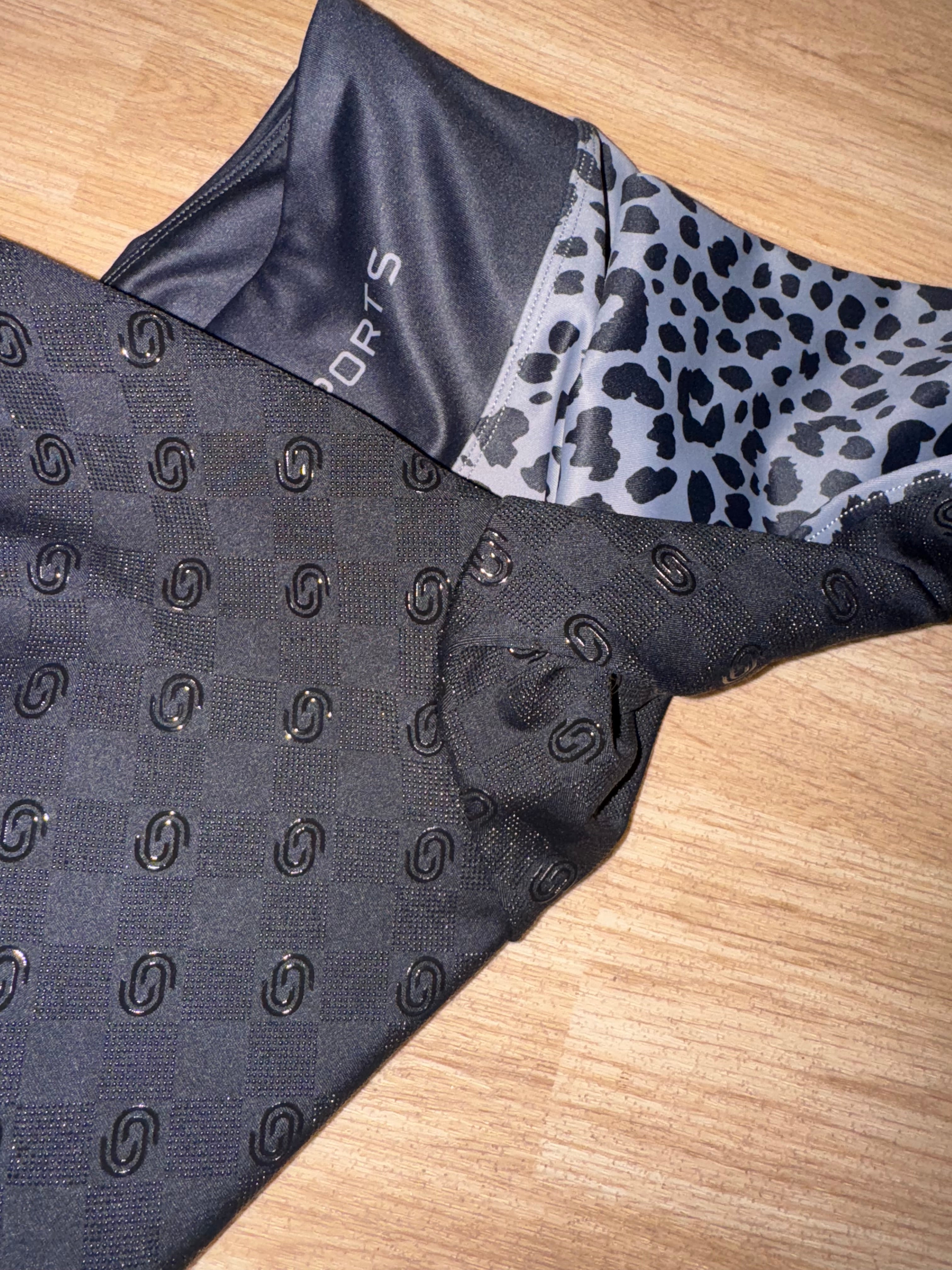 Leopard Print Grey Black Riding Tights - Ladies Medium